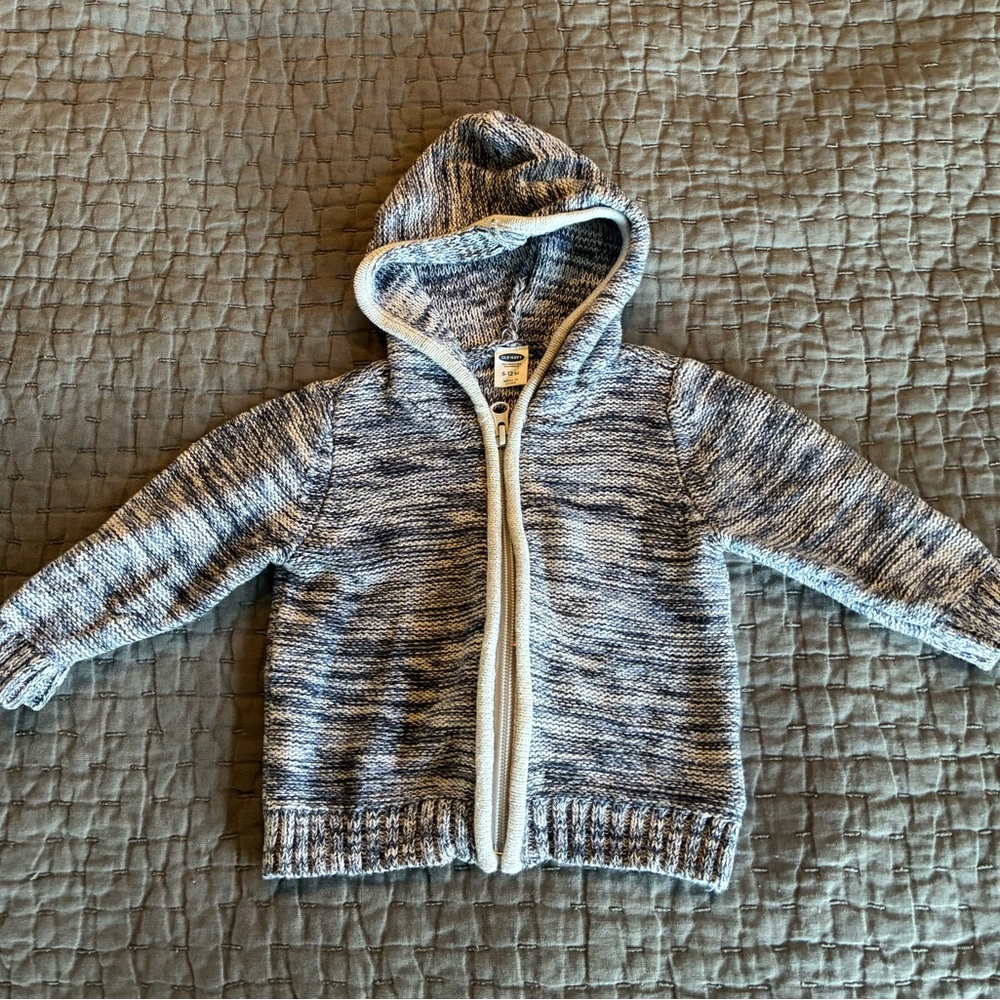 Old Navy Gray Knit Zip-Up Hoodie 6-12 months